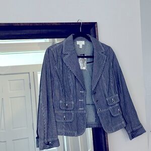 Ann Taylor Loft Pinstripe Denim Blazer